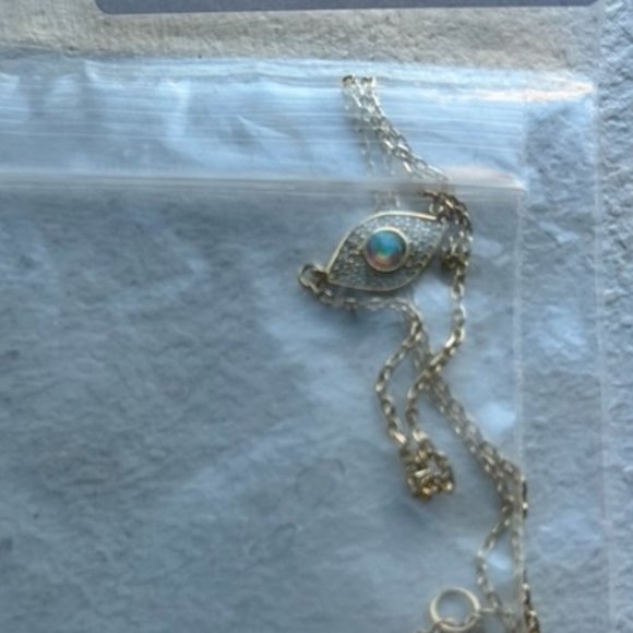 Opal & CZ Evil Eye Necklace - Picture 1 of 3